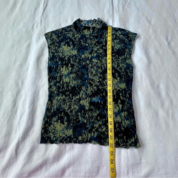 Free People Movement Mock Neck Top Sleeveless Green Abstract Print Women’s S - Picture 6 of 8